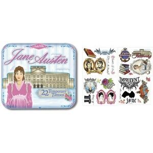 Archie McPhee Jane Austen Temporary Tattoos Tin Unisex OS Blue 22 Count 12441